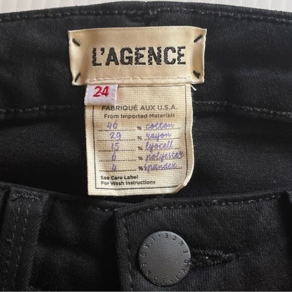L'AGENCE Margot High-Rise Skinny Black Noir Jeans 24 - Picture 9 of 10